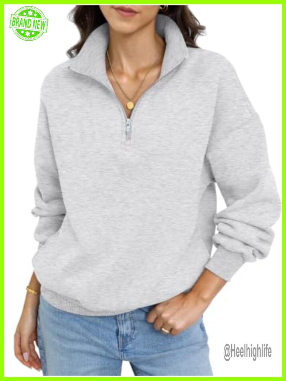 Fleece Quarter Zip Oversized Sweatshirt Pullover with Pockets